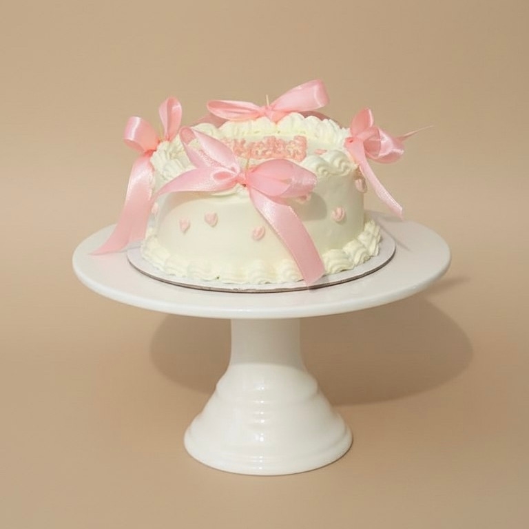 Бенто-торт с розовыми бантиками и открыткой — VIKICAKES